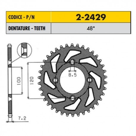 2-2429-48 - Corona in Acciaio Sunstar passo 428 con 48 denti