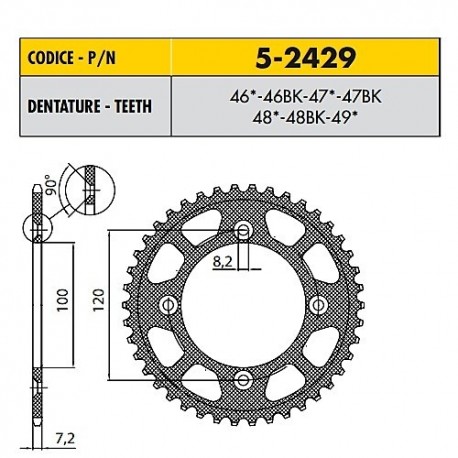 5-2429-46 - Corona in Ergal Sunstar passo 428 con 46 denti