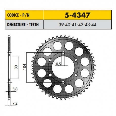 5-4347-41 - Corona in Ergal Sunstar passo 525 con 41 denti