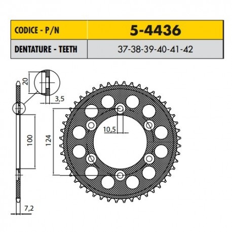 5-4436-41 - Corona in Ergal Sunstar passo 525 con 41 denti