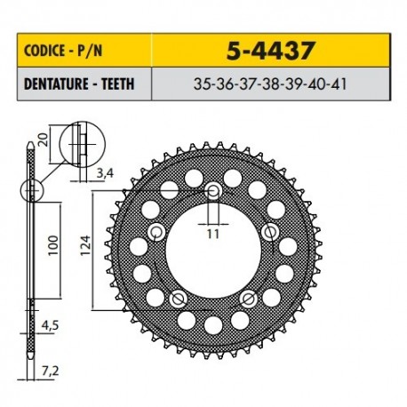 5-4437-40 - Corona in Ergal Sunstar passo 525 con 40 denti