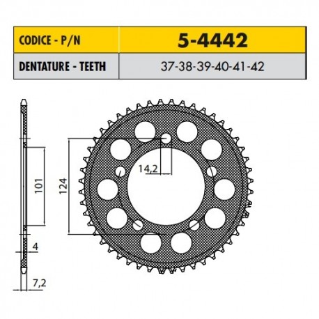 5-4442-37 - Corona in Ergal Sunstar passo 525 con 37 denti