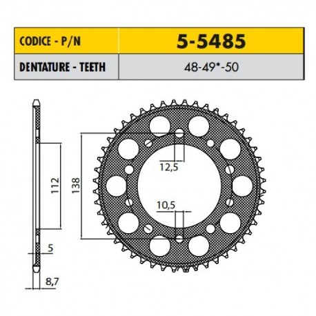 5-5485-48 - Corona in Ergal Sunstar passo 530 con 48 denti