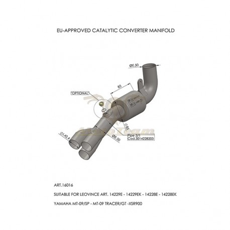 16016 - LEOVINCE COLLECTEURS CATALYSE ACIER INOXYDABLE HOMOLOGUE